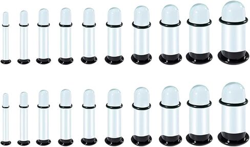 20PCS Glass Ear Stretching Kit,1.6-6mm Hypoallergenic Ear Gauge Plugs,Single Flare Plugs Glass Plugs,Body Piercing Jewelry Set for Piercing,Stretching & Ear Expanders in Kuwait