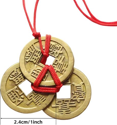 Brass Chinese Feng Shui Coins with Red String – 5 Emperor Styles for Wealth, Prosperity & Good Luck | Decor for Home, Office, Car – Perfect for Lunar New Year, Christmas (10 Sets) in Saudi Arabia