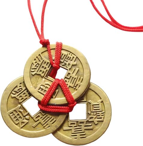 Brass Chinese Feng Shui Coins with Red String – 5 Emperor Styles for Wealth, Prosperity & Good Luck | Decor for Home, Office, Car – Perfect for Lunar New Year, Christmas (10 Sets) in Saudi Arabia
