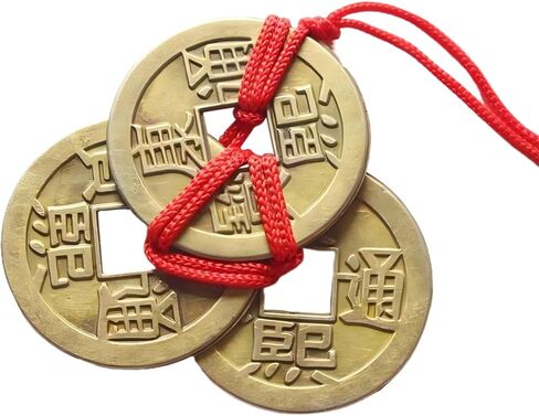 Brass Chinese Feng Shui Coins with Red String – 5 Emperor Styles for Wealth, Prosperity & Good Luck | Decor for Home, Office, Car – Perfect for Lunar New Year, Christmas (10 Sets) in Saudi Arabia