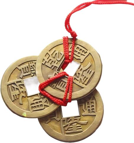 Brass Chinese Feng Shui Coins with Red String – 5 Emperor Styles for Wealth, Prosperity & Good Luck | Decor for Home, Office, Car – Perfect for Lunar New Year, Christmas (10 Sets) in Saudi Arabia