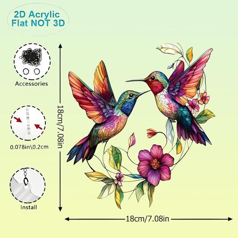 1PC Peacock Colorful Acrylic Suncatcher Hanging, 7.08 inch Window Decor with Printed Stained Glass Style Design, Rainbow Maker Wall Art, Gift Idea & Garden Ornament Indoor Outdoor Use/DW-14 in Saudi Arabia