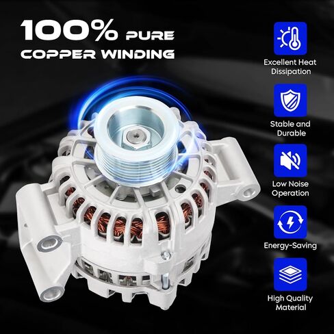 7796 Alternator New for Ford F250 F350 Super Duty 7.3L V8 1999-2001, for Ford Excursion 7.3L V8 2000-2001, Replace for AFD0055, 40014044, F81U10300EB, F81Z10346EA, 23805 in Saudi Arabia
