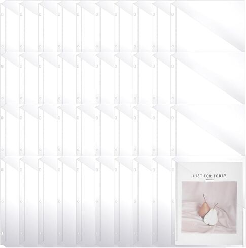 40 Pack Binder Pockets, 3 Hole Punch Clear Plastic Folders Sleeves Document Folders with Pockets Heavy Duty File Folder for Office Home School Supplies in Saudi Arabia
