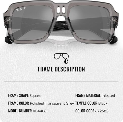 نظارات شمسية Ray-Ban RB4408 MAGELLAN BIO-BASED مربعة الشكل للرجال والنساء مع مجموعة نظارات RAYBAN الرسمية in Saudi Arabia