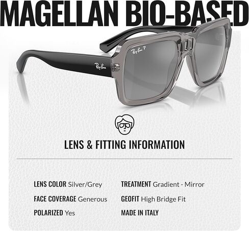 نظارات شمسية Ray-Ban RB4408 MAGELLAN BIO-BASED مربعة الشكل للرجال والنساء مع مجموعة نظارات RAYBAN الرسمية in Saudi Arabia