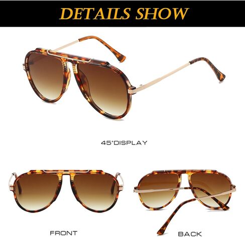 EYLRIM Oversized Retro Aviator Sunglasses for Women Men 70s Trendy Gold Metal Sun Glasses Pilot Shades in Saudi Arabia
