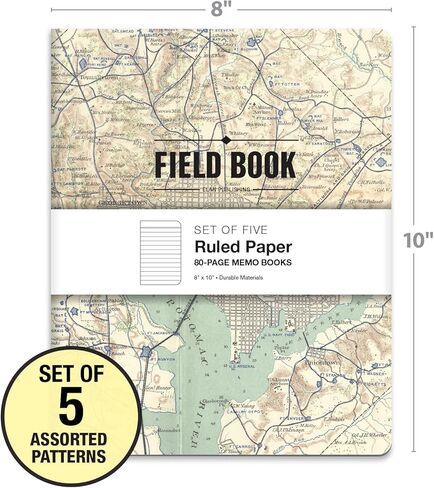 Elan Publishing Company Field Notebook/Journal - 8"x10" - Maps Covers - Lined - Pack of 5 in Saudi Arabia