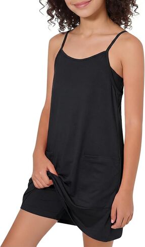 Girls Dress with Shorts Casual Spaghetti Straps Romper Dresses with Pockets 8-14 Years in Saudi Arabia