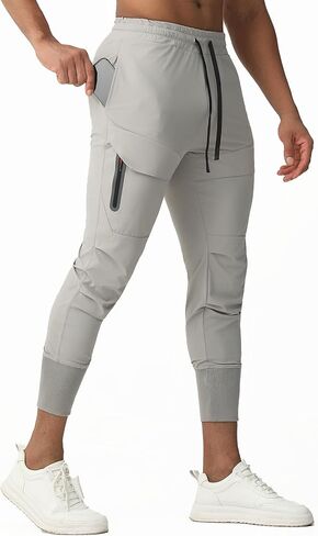 Men's Joggers for Sport,Gym Athletic Pants with Zipper Pockets,Track Pants Lightweight for Workout Travel Training Running in Saudi Arabia