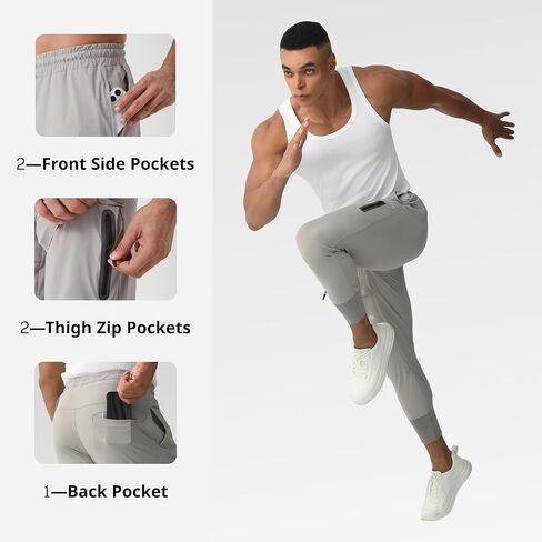 Men's Joggers for Sport,Gym Athletic Pants with Zipper Pockets,Track Pants Lightweight for Workout Travel Training Running in Saudi Arabia