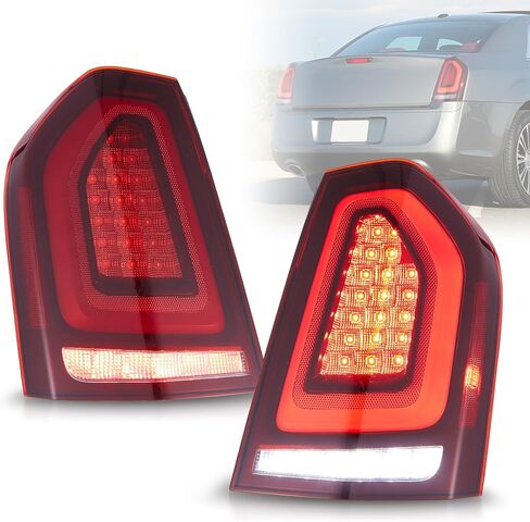 VLAND LED Tail Lights For 2011-2014 Chrysler 300 with Sequential Signals and Startup Animation Rear Lamps Assembly, Driver side & Passenger side, Red & Smoked Lens Style in Saudi Arabia