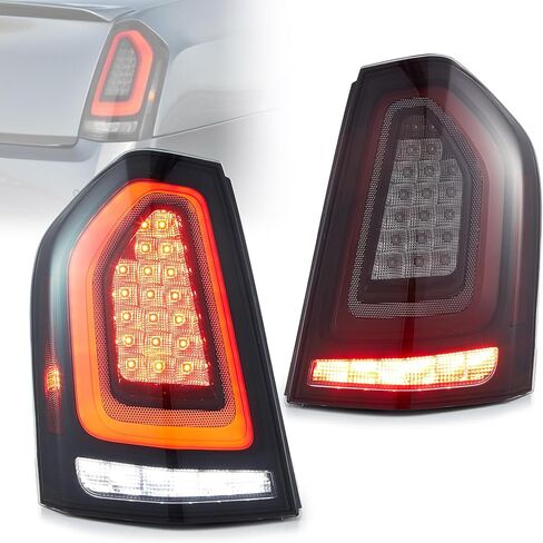 VLAND LED Tail Lights For 2011-2014 Chrysler 300 with Sequential Signals and Startup Animation Rear Lamps Assembly, Driver side & Passenger side, Red & Smoked Lens Style in Saudi Arabia