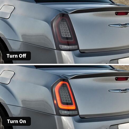 VLAND LED Tail Lights For 2011-2014 Chrysler 300 with Sequential Signals and Startup Animation Rear Lamps Assembly, Driver side & Passenger side, Red & Smoked Lens Style in Saudi Arabia