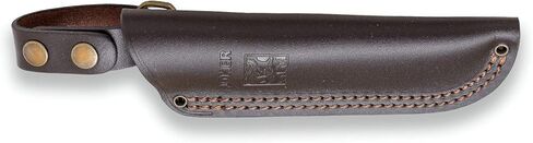 Joker Knife Nessmuk S 132, 4.3 in. Blade Sandvik 14C28N, Birch and Walnut Handle, Brown Leather Sheath, Fishing, Hunting, Camping and Trekking Tool (Walnut Wood, Leather Sheath) in Kuwait