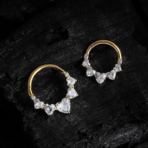 FINE4U 1PC ASTM F136 Titanium Heart Septum Nose Ring Daith Hoop 16G 8mm 10mm in Saudi Arabia
