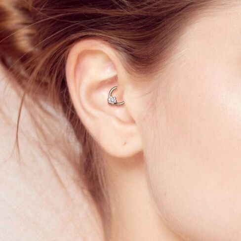 Pierced Owl - 16-18GA G23 Implant Grade Titanium CZ Crystal Flower Cartilage Helix Daith Septum Nose Hinged Segment Ring in Saudi Arabia