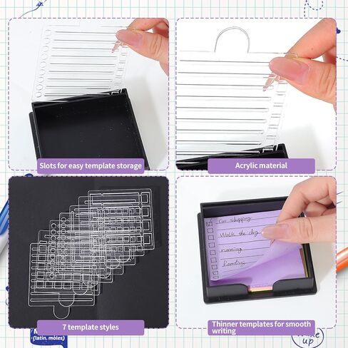 BESARME Sticky Note Holder 3x3 Sticky Note Stencil with 7 Template, Sticky Note Stencil and Holder Note Dispenser for Desk Home Office in Saudi Arabia