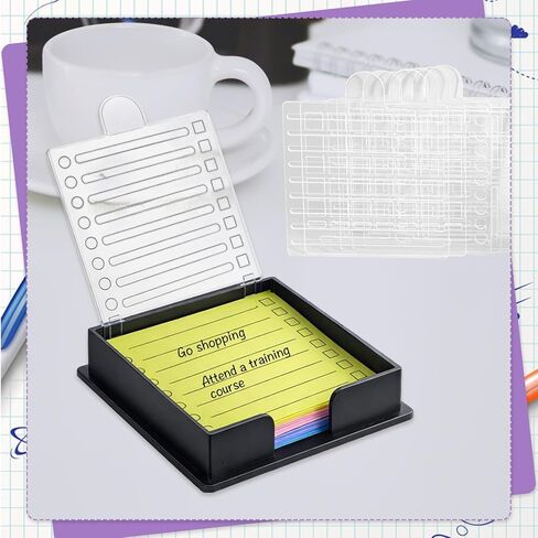 BESARME Sticky Note Holder 3x3 Sticky Note Stencil with 7 Template, Sticky Note Stencil and Holder Note Dispenser for Desk Home Office in Saudi Arabia