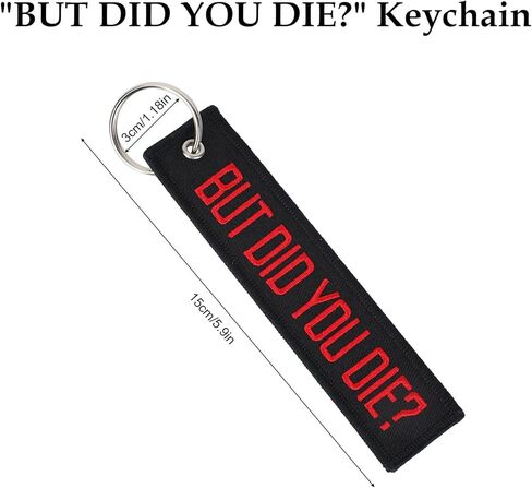 Motorcycle Key Tag, BUT DID YOU DIE Personalized Keychain Embroidery Dirt Bike Keyring for Motorcycles Scooters Bikes Cars Key Ring Accessories (Black & Red) in Saudi Arabia