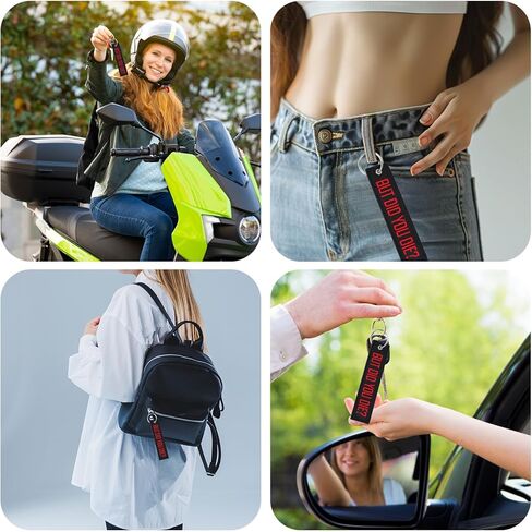 Motorcycle Key Tag, BUT DID YOU DIE Personalized Keychain Embroidery Dirt Bike Keyring for Motorcycles Scooters Bikes Cars Key Ring Accessories (Black & Red) in Saudi Arabia