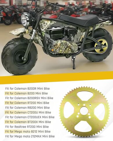 سلسلة خلفية 60T ذات عزم دوران عالٍ 3 فتحات مناسبة لدراجة Coleman B200 B200R B200RSV RT200 CT200U CT200UEX BT200X الصغيرة، مناسبة لسلسلة 40 41 420، ضرس دراجة صغير 60 سنًا in Saudi Arabia