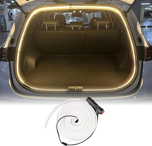 شريط إضاءة LED لصندوق السيارة الخلفي لسيارة Tesla Model Y 2021 2022 2023 - ملحقات صندوق السيارة الخلفي من السيليكون لطراز Tesla Y، إضاءة محيطة للديكور الداخلي المقاوم للماء (DC 15V، أبيض بارد) in Kuwait
