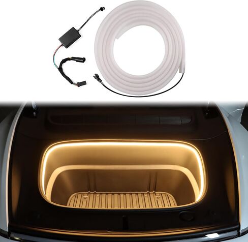 شريط إضاءة LED لصندوق السيارة الخلفي لسيارة Tesla Model Y 2021 2022 2023 - ملحقات صندوق السيارة الخلفي من السيليكون لطراز Tesla Y، إضاءة محيطة للديكور الداخلي المقاوم للماء (DC 15V، أبيض بارد) in Kuwait