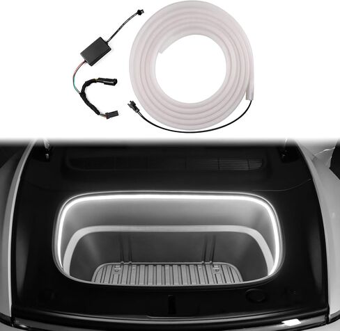 شريط إضاءة LED لصندوق السيارة الخلفي لسيارة Tesla Model Y 2021 2022 2023 - ملحقات صندوق السيارة الخلفي من السيليكون لطراز Tesla Y، إضاءة محيطة للديكور الداخلي المقاوم للماء (DC 15V، أبيض بارد) in Kuwait