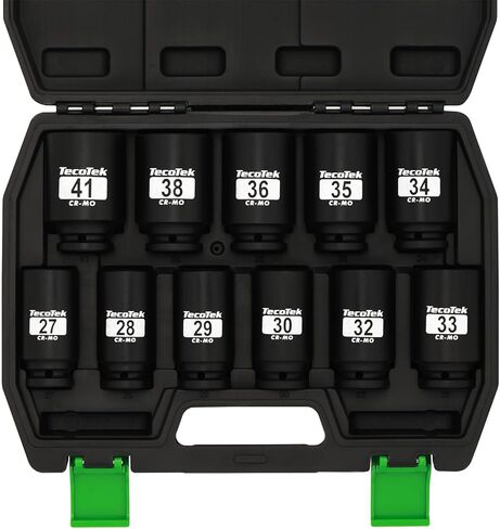 مجموعة مقابس صدمية عميقة 1/2 بوصة ذات 6 نقاط، مجموعة مقابس صدمات لمحور المغزل العميق 11 قطعة، Cr-Mo، 27 مم - 41 مم in Kuwait