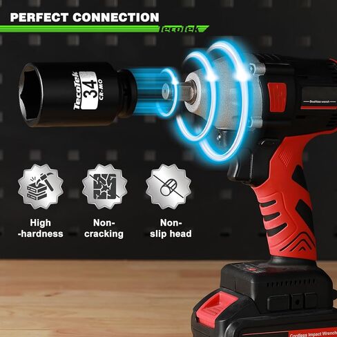 مجموعة مقابس صدمية عميقة 1/2 بوصة ذات 6 نقاط، مجموعة مقابس صدمات لمحور المغزل العميق 11 قطعة، Cr-Mo، 27 مم - 41 مم in Kuwait