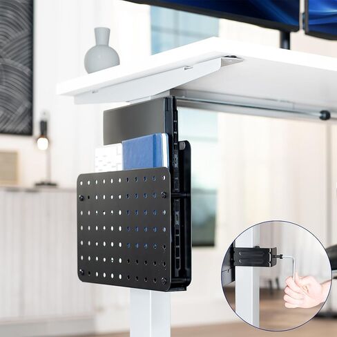 VIVO Steel Clamp-on Desk Leg Laptop Mount Holder, 14 x 11 inch Magnetic Peg Board, Desk Accessory Organizer, Black, Mount-LHS1 in Saudi Arabia