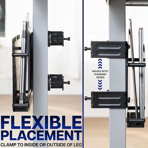 VIVO Steel Clamp-on Desk Leg Laptop Mount Holder, 14 x 11 inch Magnetic Peg Board, Desk Accessory Organizer, Black, Mount-LHS1 in Saudi Arabia