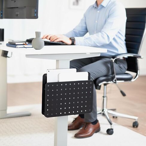 VIVO Steel Clamp-on Desk Leg Laptop Mount Holder, 14 x 11 inch Magnetic Peg Board, Desk Accessory Organizer, Black, Mount-LHS1 in Saudi Arabia