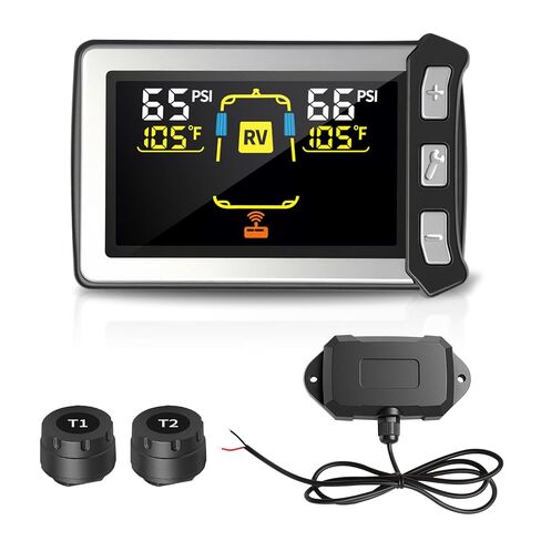 نظام مراقبة ضغط الإطارات RV، مراقب ضغط الإطارات من الجيل الثاني مع شاشة LCD ملونة، TPMS مع 4 أجهزة استشعار لمقطورة السفر/العجلة الخامسة/التخييم، 0-87 رطل لكل بوصة مربعة مع مسافة نقل 120 قدم in Kuwait