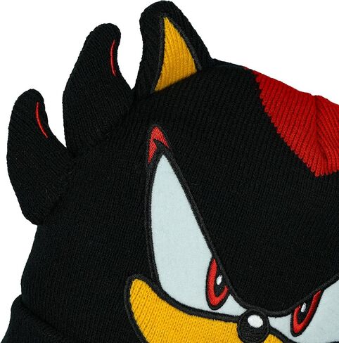 AI ACCESSORY INNOVATIONS Sonic The Hedgehog Beanie Shadow Character 3D Ears Quills Embroidered Cuff Knitted Cap Hat Warm Winter for Men Women Black in Saudi Arabia