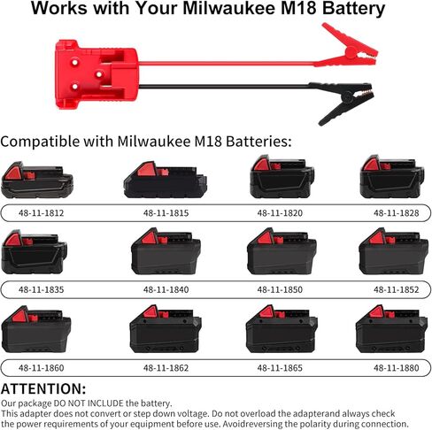 Jump Starter Cables for Milwaukee M18 18V Battery, 2ft 8AWG Silicone Booster Cable with Alligator Clips, Jump Start Car Truck RV and Charge Tools, 392°F/200°C Heat Resistant in Saudi Arabia