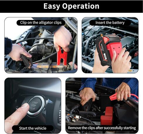 Jump Starter Cables for Milwaukee M18 18V Battery, 2ft 8AWG Silicone Booster Cable with Alligator Clips, Jump Start Car Truck RV and Charge Tools, 392°F/200°C Heat Resistant in Saudi Arabia