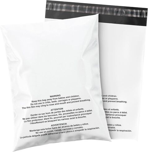 Shop4Mailers 12x15.5 Inch 2 Mil Poly Mailers with Suffocation Warning – Waterproof Tear-Resistant Shipping Bags for Clothing, T-Shirts & Apparel, Permanent Self Seal Adhesive (100 Pack) in Saudi Arabia