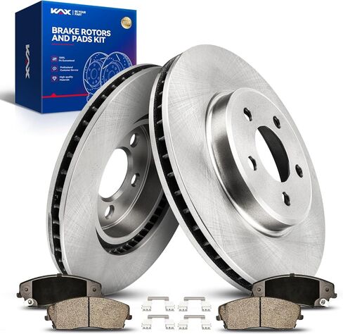 مجموعة الفرامل الأمامية KAX تناسب تويوتا كامري 2007-2017، أفالون 2008-2018، لكزس ES350 2007-2018، ES300h 2013 2014 2015 2016 2017 2018، دوارات فرامل قرصية بفتحات تهوية + مجموعة وسادات سيراميك in Kuwait