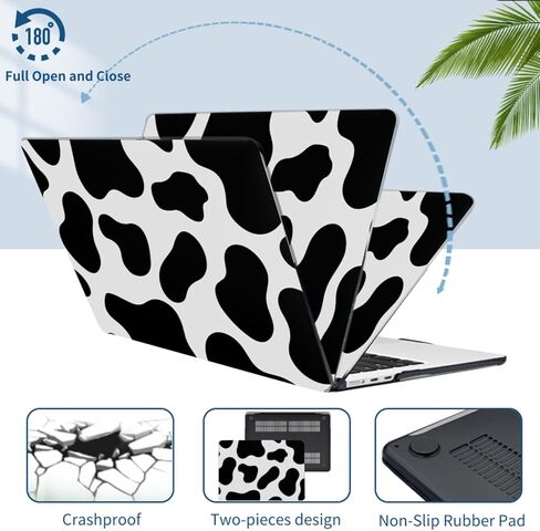 Shell Compatible for MacBook Air 15 inch 2025-2023 Years Model A3114 A2941 A3241 with M3/ M2 Chip and Liquid Retina Display, Laptop Case & Computer Sleeve & Keyboard Skin, Milk Cow Print in Saudi Arabia