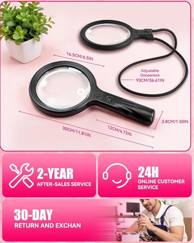 عدسة مكبرة 5.0 مطورة بدون استخدام اليد 【عدسة ألمانية فائقة الدقة 12X】حماية الرقبة الإسفنجية السحابية، 3 أوضاع إضاءة ذكية، مكبرة لجميع الأغراض للقراءة، الغرز المتقاطعة، استخدام كبار السن للحرف اليدوية (أسود) in Kuwait