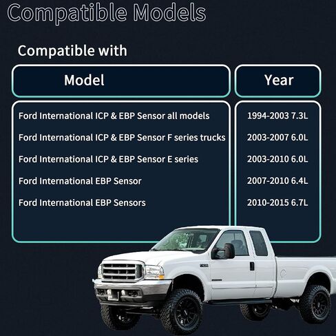 موصل تسخير ضفيرة 3 طرق متوافق مع Ford Super Duty F250 F350 F450 F550 6.0L 7.3L ديزل، يستبدل OEM 5C3Z12224A 904-222، سرج إصلاح مستشعر ICP EBP (قطعتان) in Kuwait