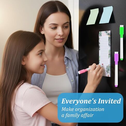 12 Pack Magnetic Note Pad for Fridge with 12 Marker Pens - 8.38" x 3.54" Magnetic List Pads for Refrigerator, 6 Pattern Styles & 50 Sheets Each, Ultimate Fridge Notepad with Magnet Set in Saudi Arabia