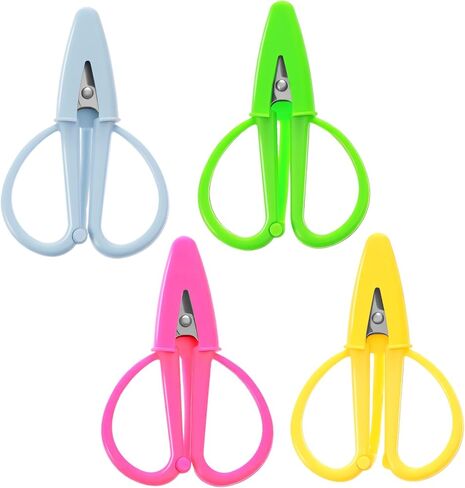 4 Pcs Small Craft Scissors, 2.56" Mini Scissors with Protective Cover, Tiny Scissors, Small Scissors All Purpose for Travel Scrapbooking Crafts Sewing Embroidery DIY(4 Colors) in Saudi Arabia
