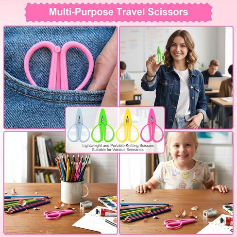 4 Pcs Small Craft Scissors, 2.56" Mini Scissors with Protective Cover, Tiny Scissors, Small Scissors All Purpose for Travel Scrapbooking Crafts Sewing Embroidery DIY(4 Colors) in Saudi Arabia