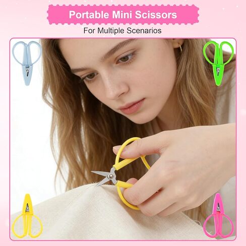 4 Pcs Small Craft Scissors, 2.56" Mini Scissors with Protective Cover, Tiny Scissors, Small Scissors All Purpose for Travel Scrapbooking Crafts Sewing Embroidery DIY(4 Colors) in Saudi Arabia