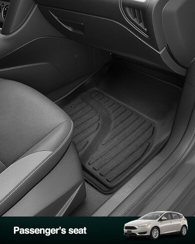 سجادات أرضية DiffCar® لسيارة Ford Focus 2012–2018 سيدان (ليست لـ RS)، سجادات أرضية سيارة مطاطية تناسب جميع الأحوال الجوية وبطانة شحن للتركيز، غير قابلة للانزلاق، سهلة التنظيف، 4 قطع بطانات أرضية كاملة التغطية in Saudi Arabia