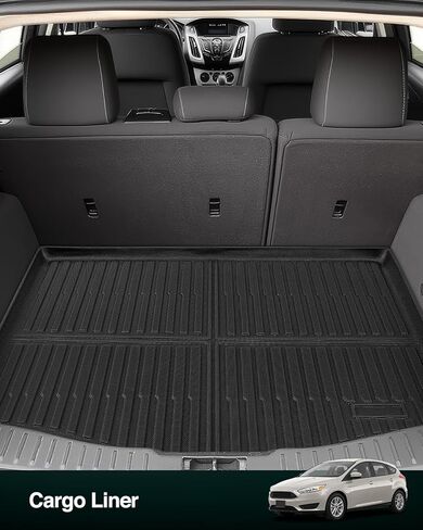 سجادات أرضية DiffCar® لسيارة Ford Focus 2012–2018 سيدان (ليست لـ RS)، سجادات أرضية سيارة مطاطية تناسب جميع الأحوال الجوية وبطانة شحن للتركيز، غير قابلة للانزلاق، سهلة التنظيف، 4 قطع بطانات أرضية كاملة التغطية in Saudi Arabia