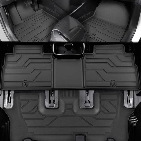 KARPAL Floor Mats for 2020-2025 Kia Telluride 7&8 Seats, TPE All Weather Custom Fit Floor Liners Car Mats Kia Telluride Accessories, 1st & 2nd & 3rd Row & Trunk Mat Full Set in Saudi Arabia